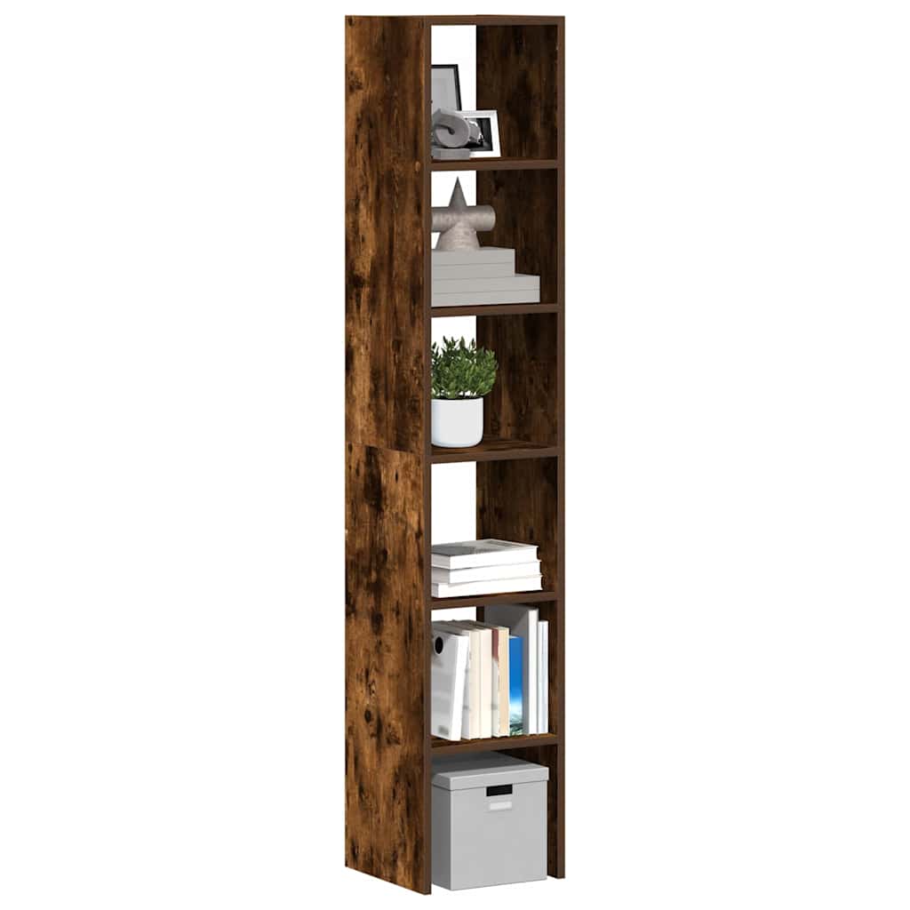Bogreoler Stabelbare 2 Stk. 30X30X80 Cm Konstrueret Træ Sort-Eg - Røget eg / 2