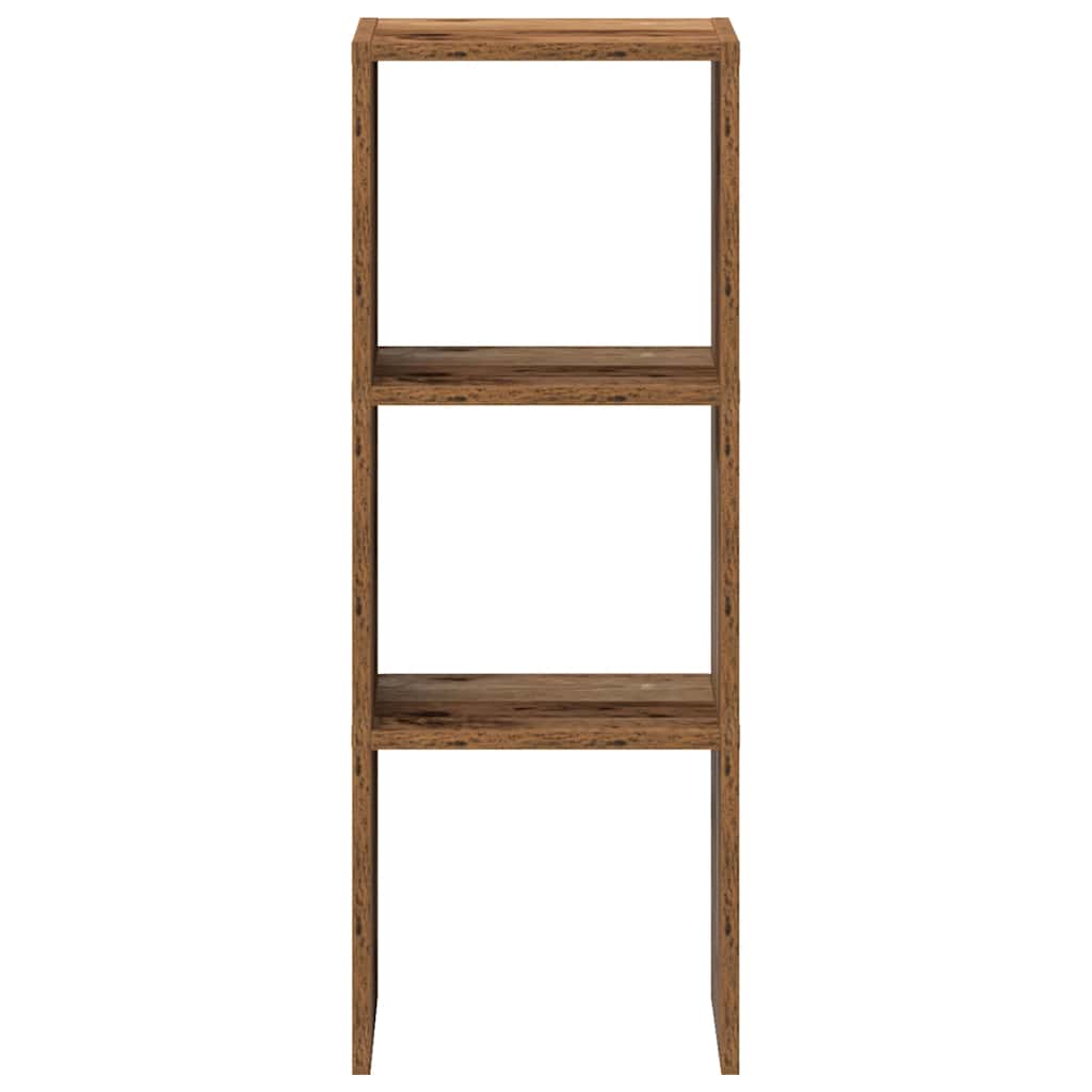 bogreol stabelbar 30x30x80 cm konstrueret træ antikt træ