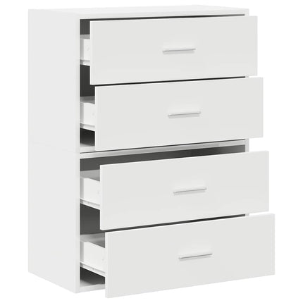 skabe med 4 skuffer 2 stk. 60x31x40 cm konstrueret træ hvid