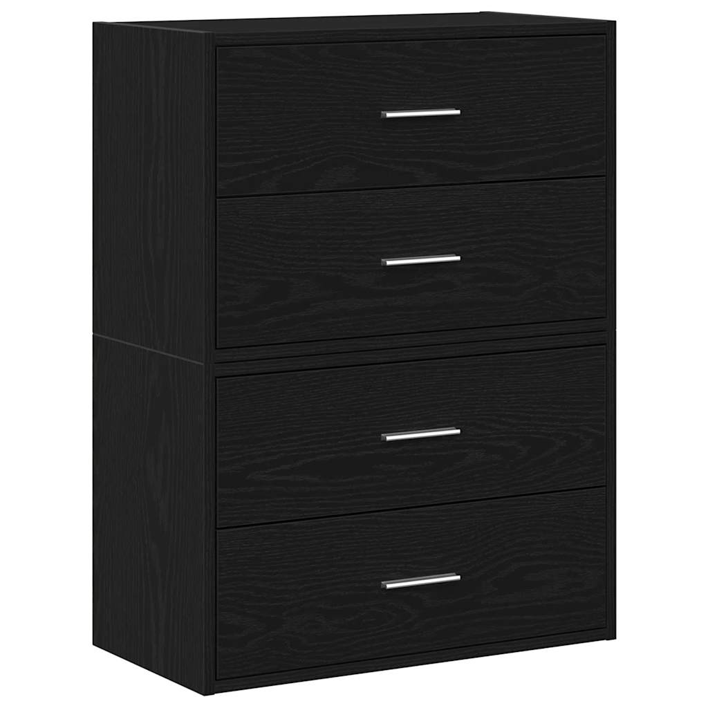 skabe med 2 skuffer 2 stk. 60x31x40 cm konstrueret træ sort-eg