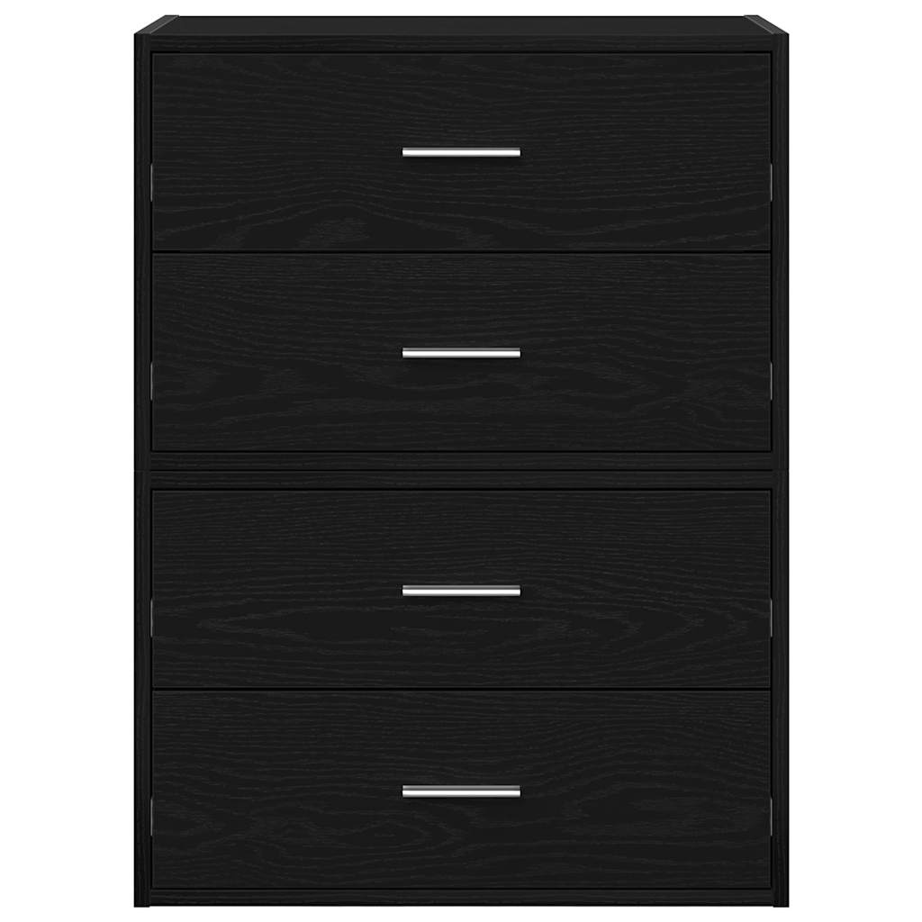skabe med 2 skuffer 2 stk. 60x31x40 cm konstrueret træ sort-eg