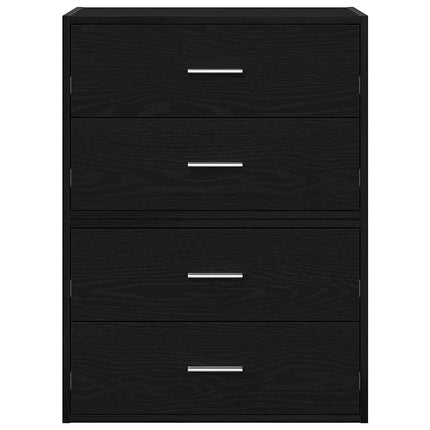 skabe med 4 skuffer 2 stk. 60x31x40 cm konstrueret træ sort-eg