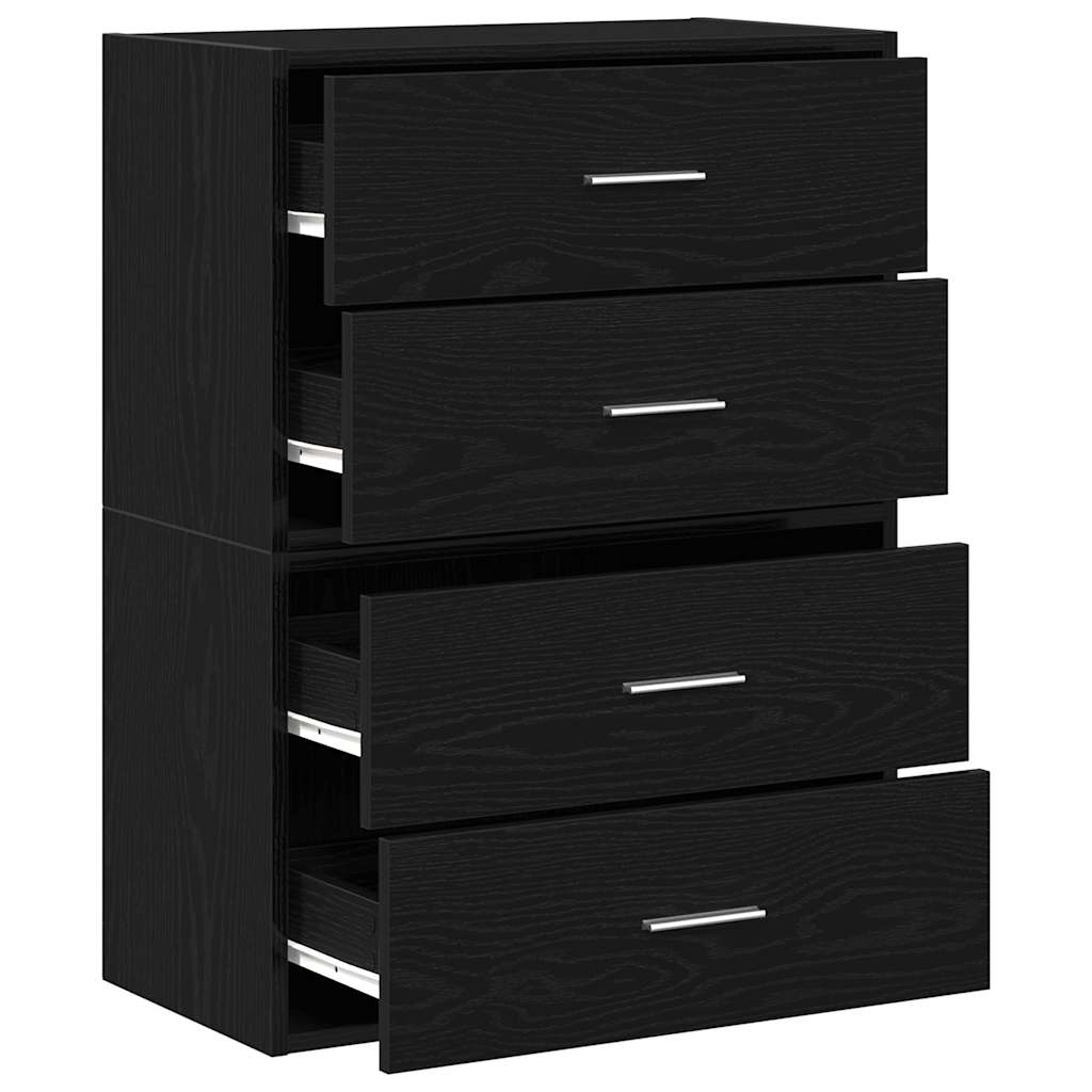 skabe med 2 skuffer 2 stk. 60x31x40 cm konstrueret træ sort-eg