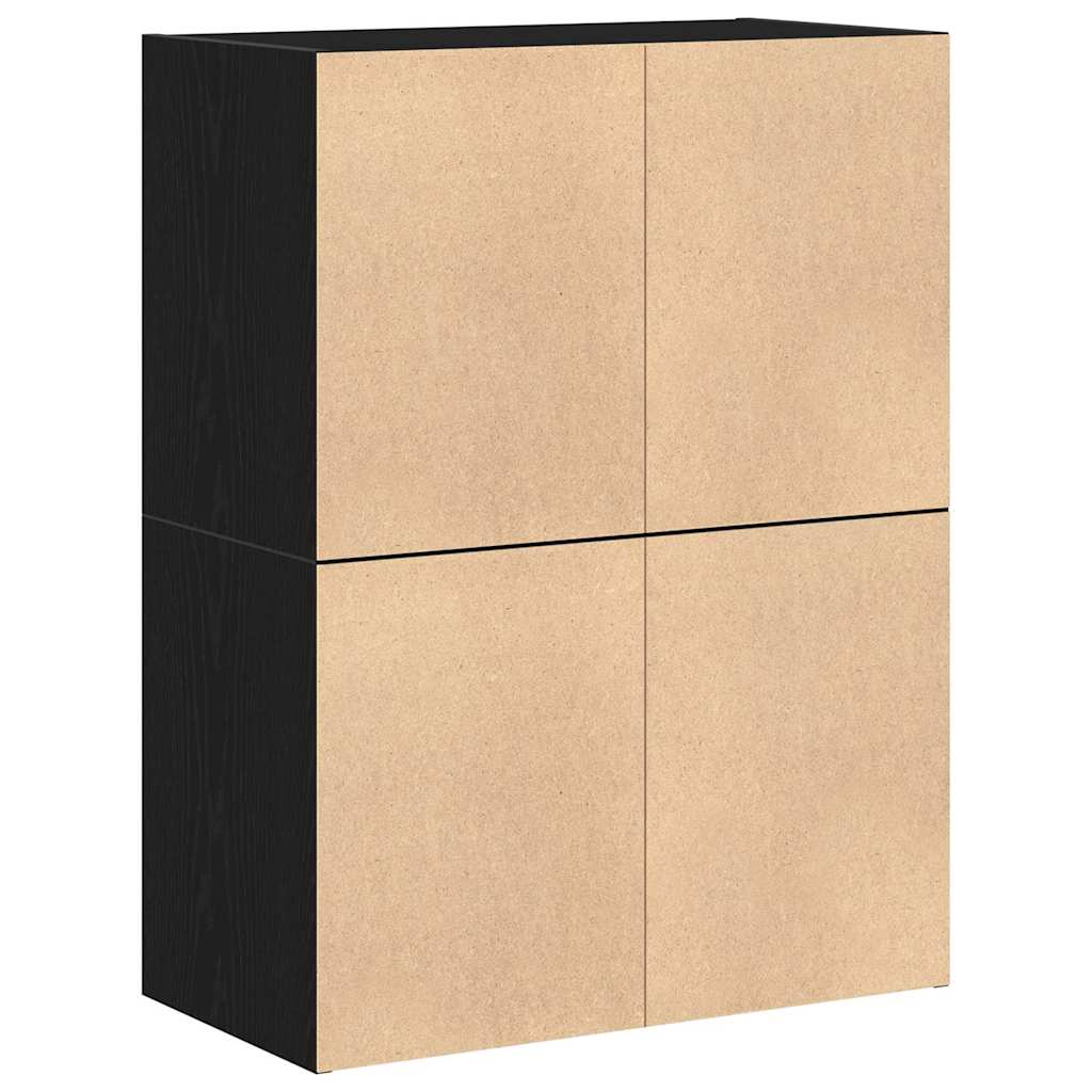 skabe med 2 skuffer 2 stk. 60x31x40 cm konstrueret træ sort-eg
