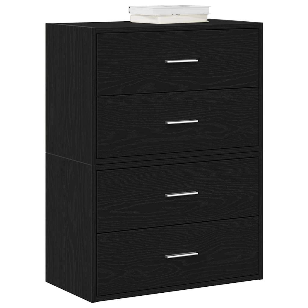 skabe med 2 skuffer 2 stk. 60x31x40 cm konstrueret træ sort-eg