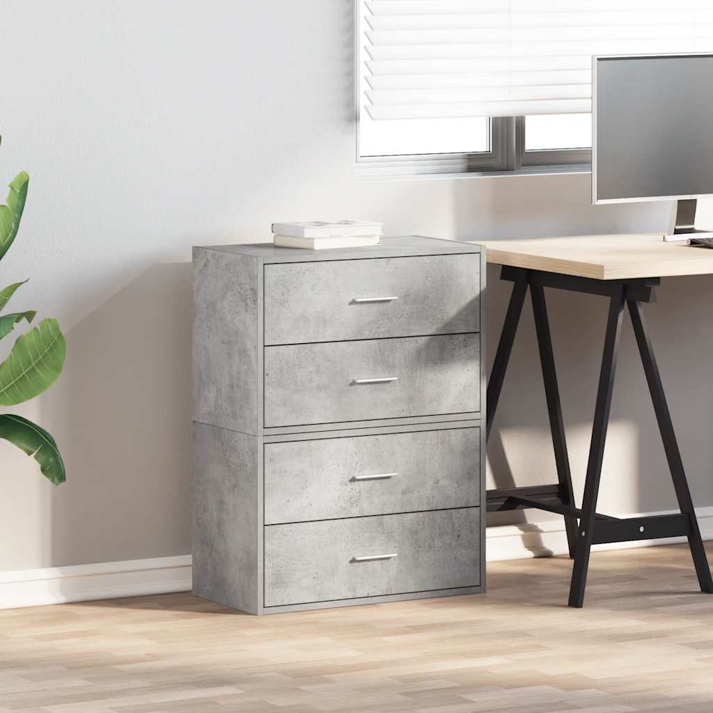 skabe med 2 skuffer 2 stk. 60x31x40 cm konstrueret træ betongrå