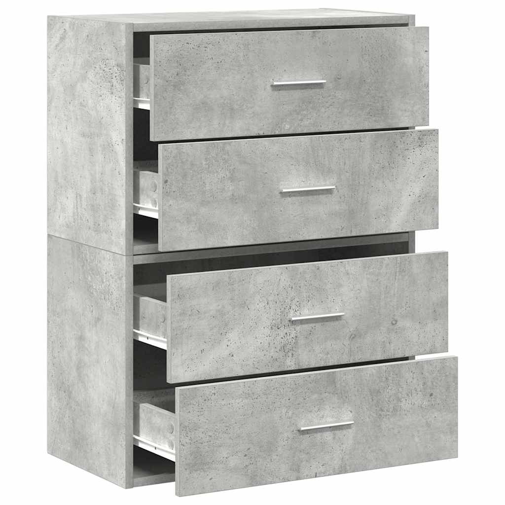 skabe med 2 skuffer 2 stk. 60x31x40 cm konstrueret træ betongrå