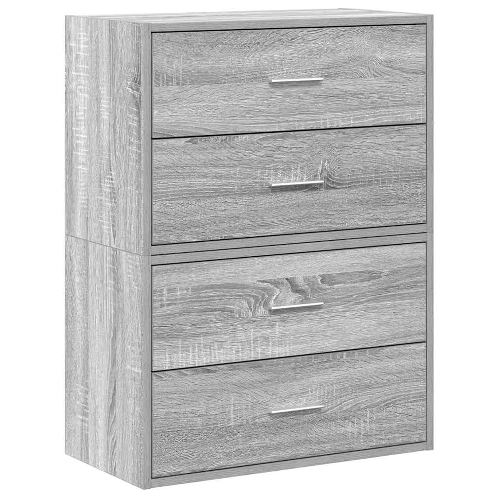 skabe med 2 skuffer 2 stk. 60x31x40 cm grå sonoma-eg