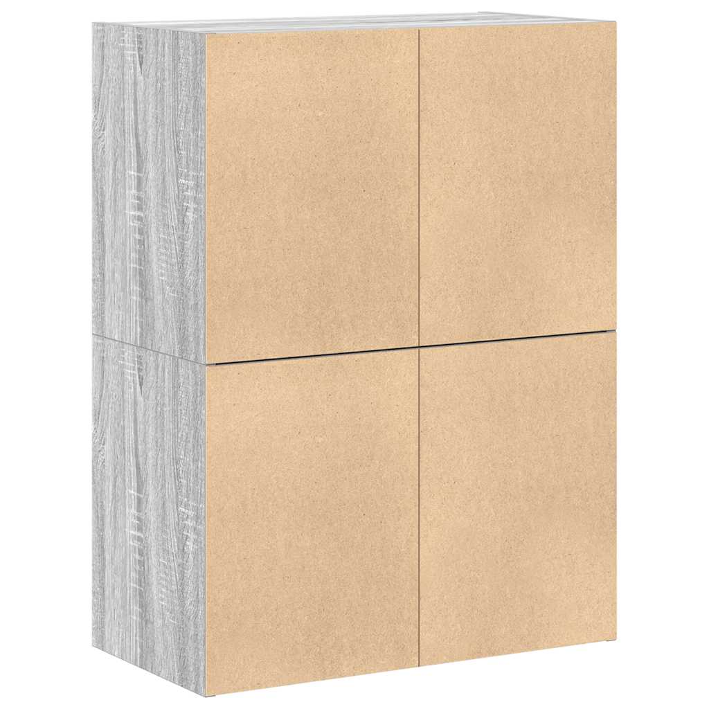 skabe med 2 skuffer 2 stk. 60x31x40 cm grå sonoma-eg