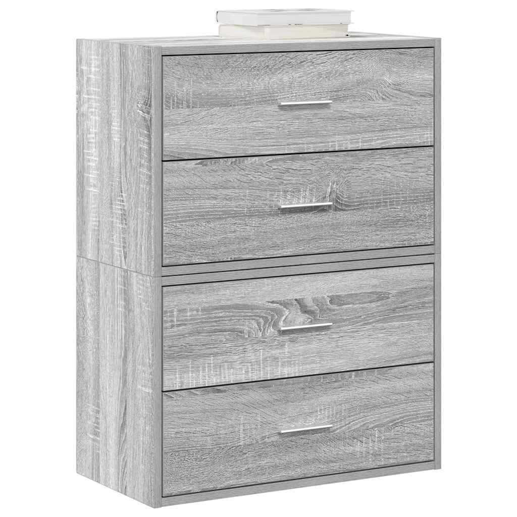 skabe med 2 skuffer 2 stk. 60x31x40 cm grå sonoma-eg