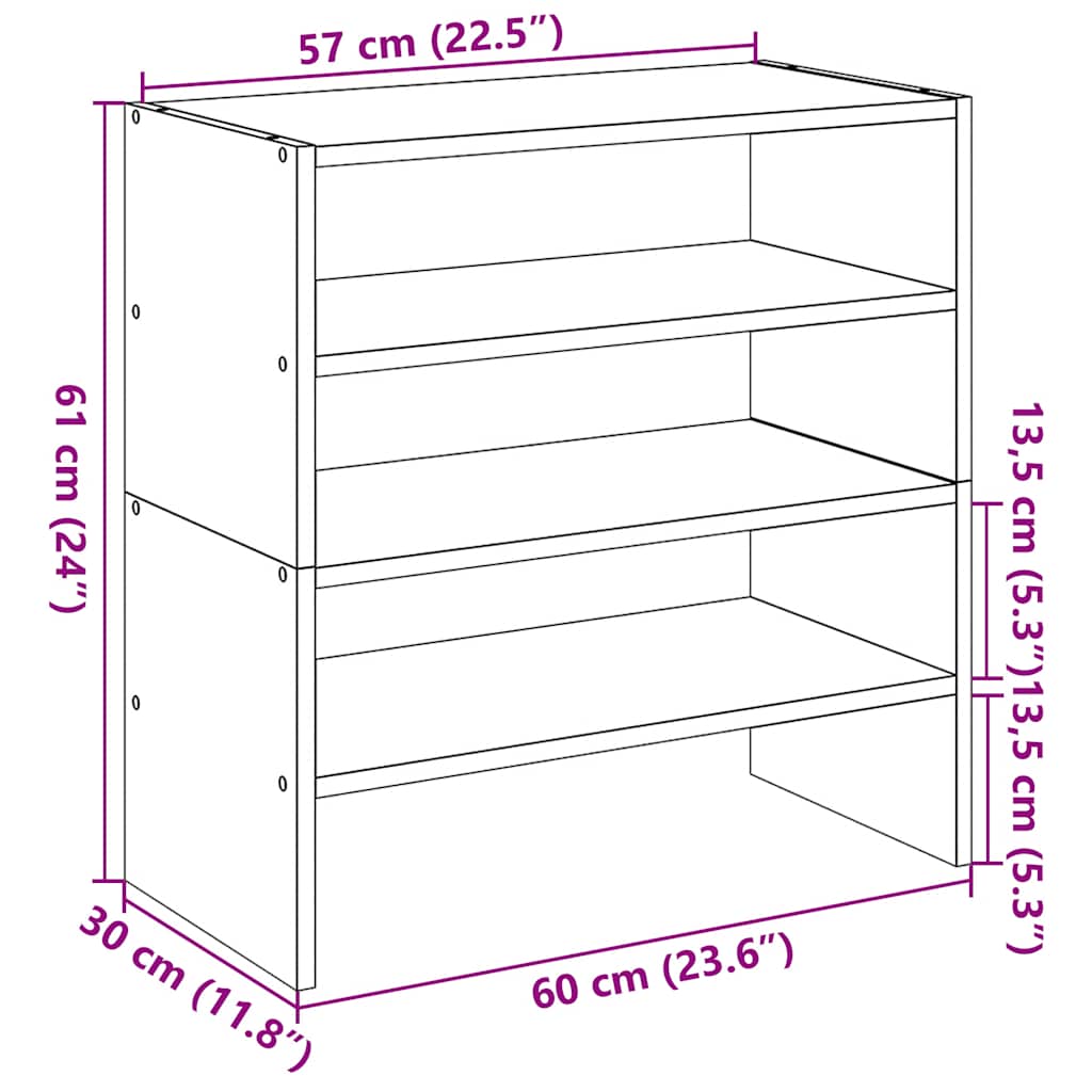 skostativer stabelbare 2 stk. 60x30x30,5 cm hvid