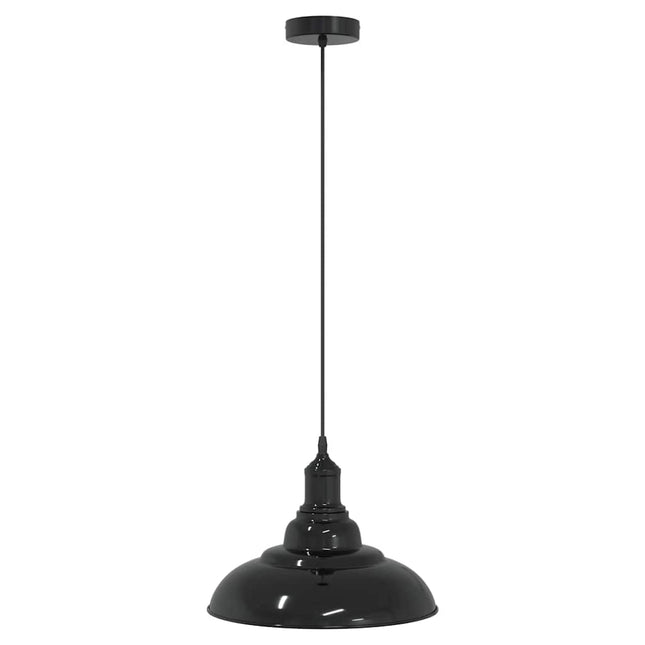 pendellampe højdejusterbar E27 Ø 31 cm metal glans sort