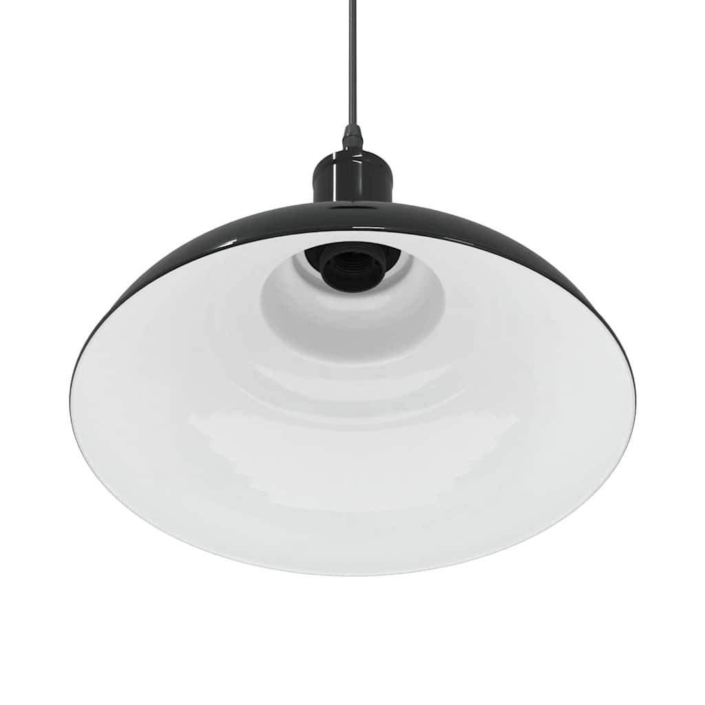 pendellampe højdejusterbar E27 Ø 31 cm metal glans sort