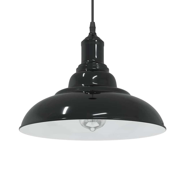 pendellampe højdejusterbar E27 Ø 31 cm metal glans sort