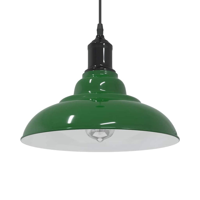pendellampe højdejusterbar E27 Ø 31 cm metal glans grøn