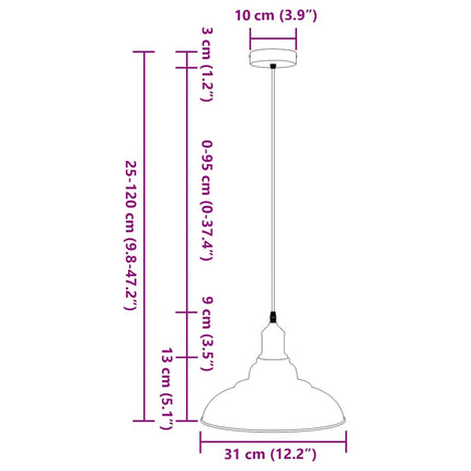 pendellampe højdejusterbar E27 Ø 31 cm metal glans grå