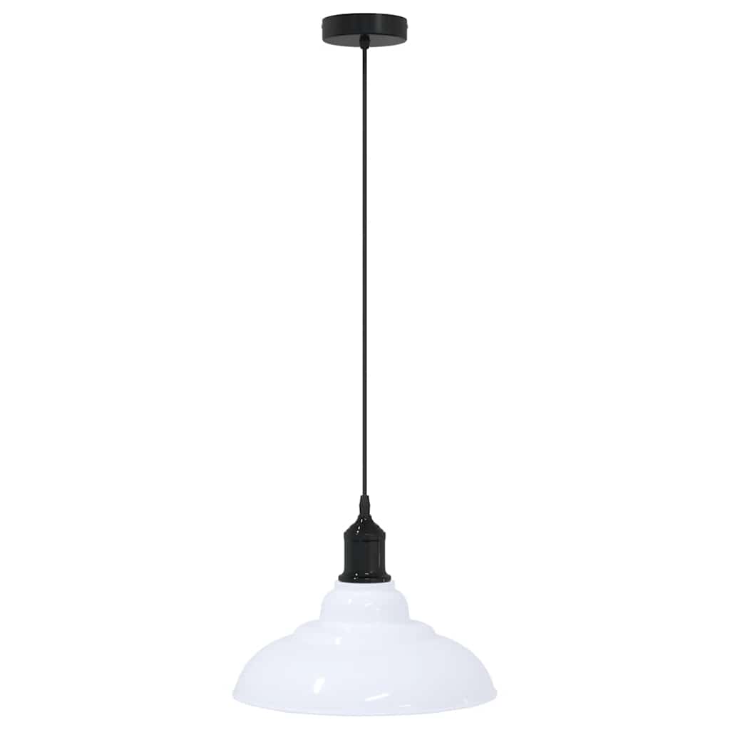 pendellampe højdejusterbar E27 Ø 31 cm metal glans hvid