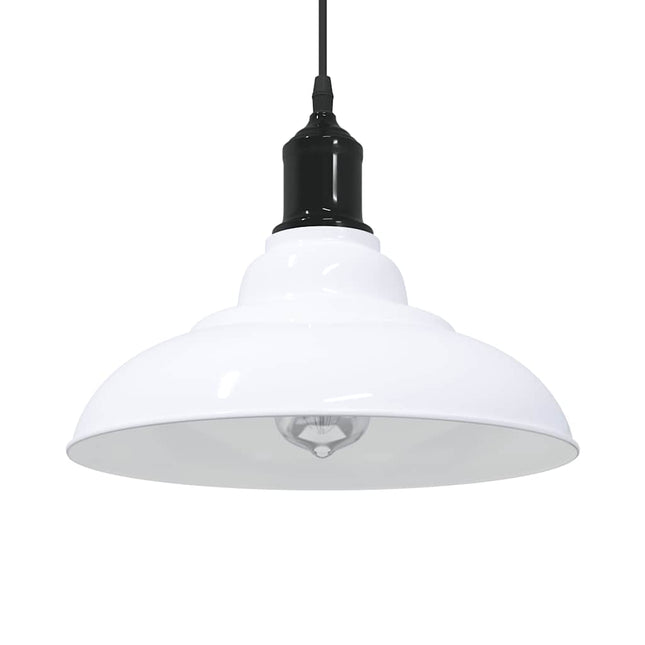 pendellampe højdejusterbar E27 Ø 31 cm metal glans hvid