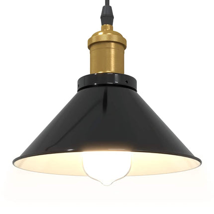 pendellampe højdejusterbar E27 Ø 22 cm metal glans sort