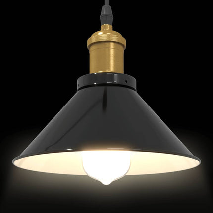 pendellampe højdejusterbar E27 Ø 22 cm metal glans sort