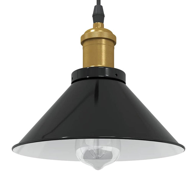 pendellampe højdejusterbar E27 Ø 22 cm metal glans sort
