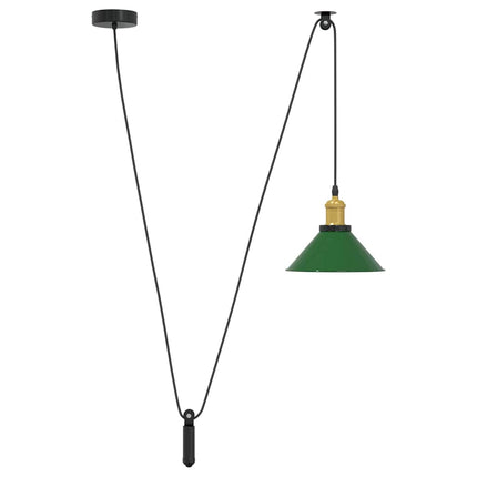 pendellampe højdejusterbar E27 Ø 22 cm metal glans grøn