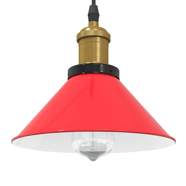 pendellampe højdejusterbar E27 Ø 22 cm metal glans rød