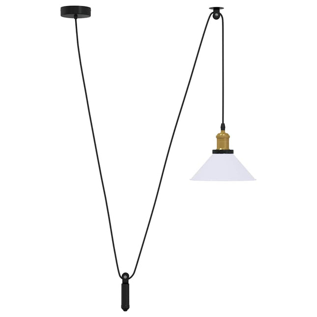 pendellampe højdejusterbar E27 Ø 22 cm metal glans hvid