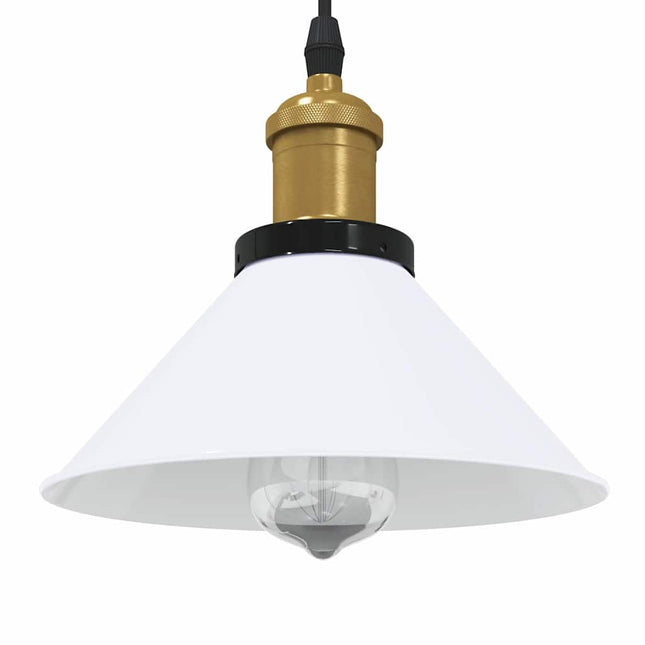 pendellampe højdejusterbar E27 Ø 22 cm metal glans hvid