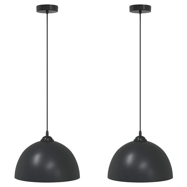 pendellamper 2 stk højdejusterbar E27 Ø 30 cm metal sort