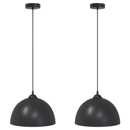 pendellamper 2 stk højdejusterbar E27 Ø 30 cm metal sort
