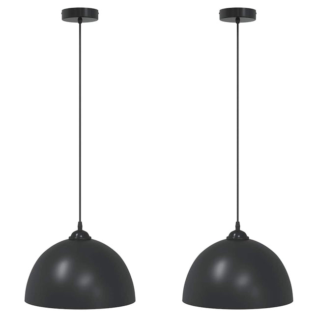 pendellamper 2 stk højdejusterbar E27 Ø 30 cm metal sort