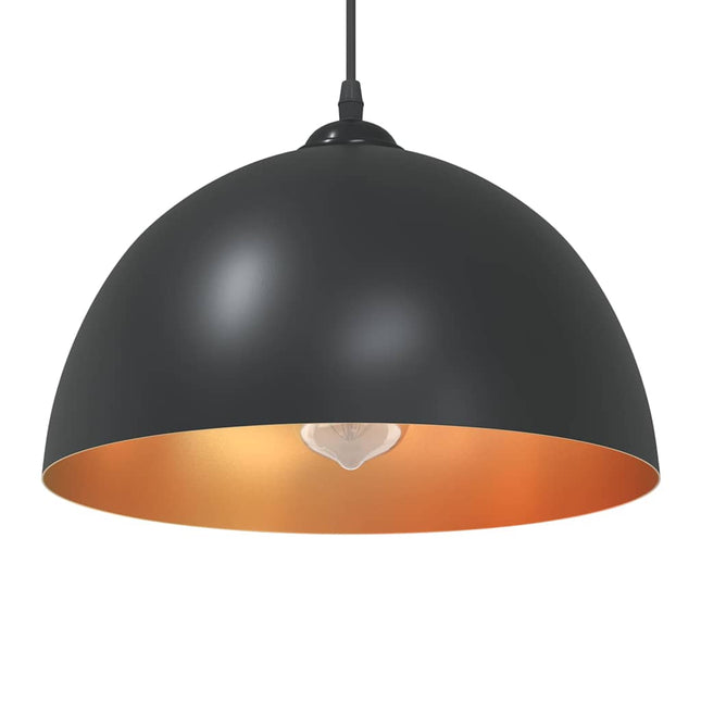 pendellamper 2 stk højdejusterbar E27 Ø 30 cm metal sort