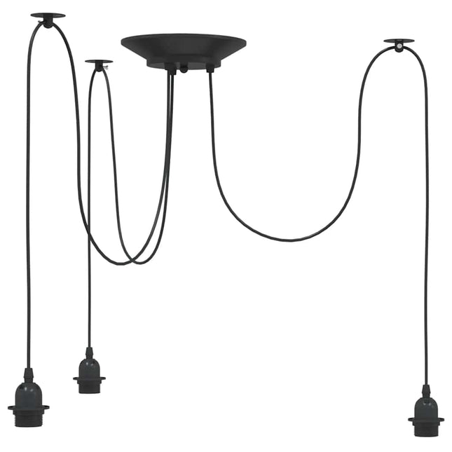 pendellampe med 3 lampeholdere E27 metal sort