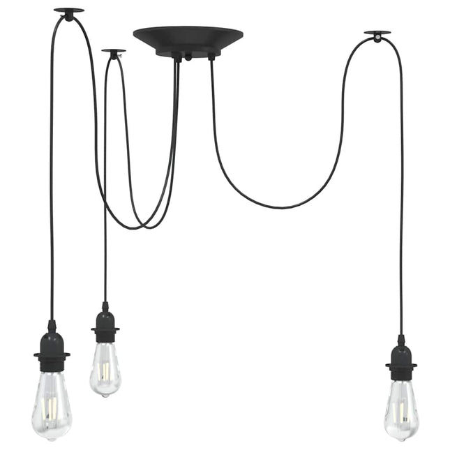 pendellampe med 3 lampeholdere E27 metal sort