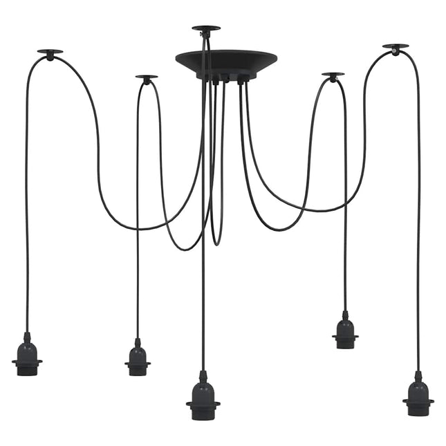 pendellampe med 5 lampeholdere E27 metal sort
