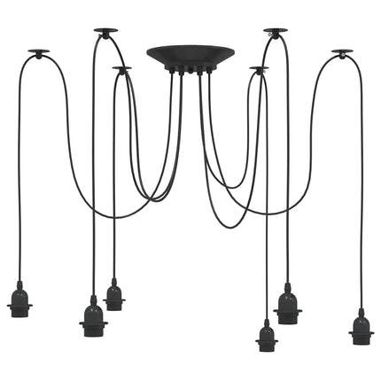 pendellampe med 6 lampeholdere E27 metal sort