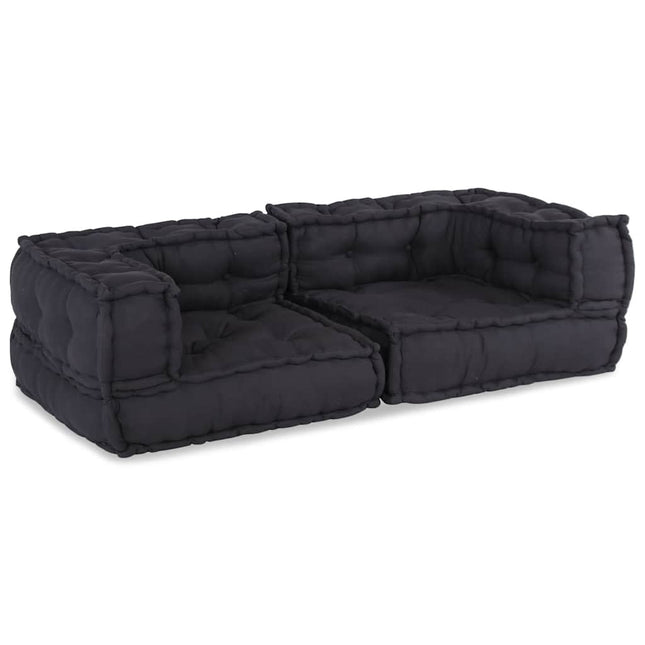 2-personers modulsofa stof 140x70x36 antracitgrå