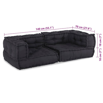 2-personers modulsofa stof 140x70x36 antracitgrå