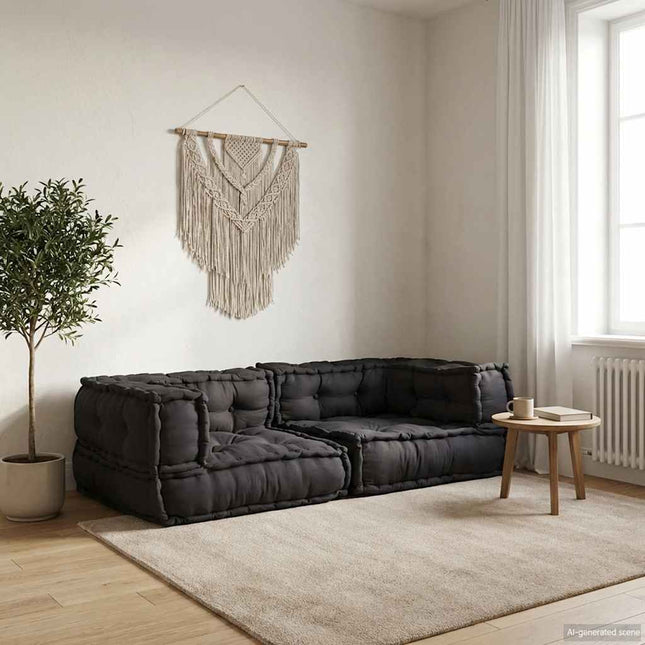 2-personers modulsofa stof 140x70x36 antracitgrå