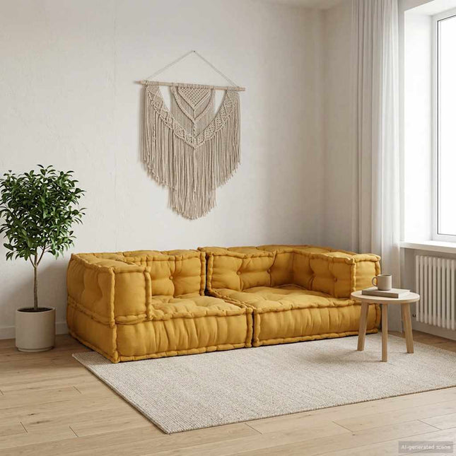 2-personers modulsofa stof 140x70x36 gul