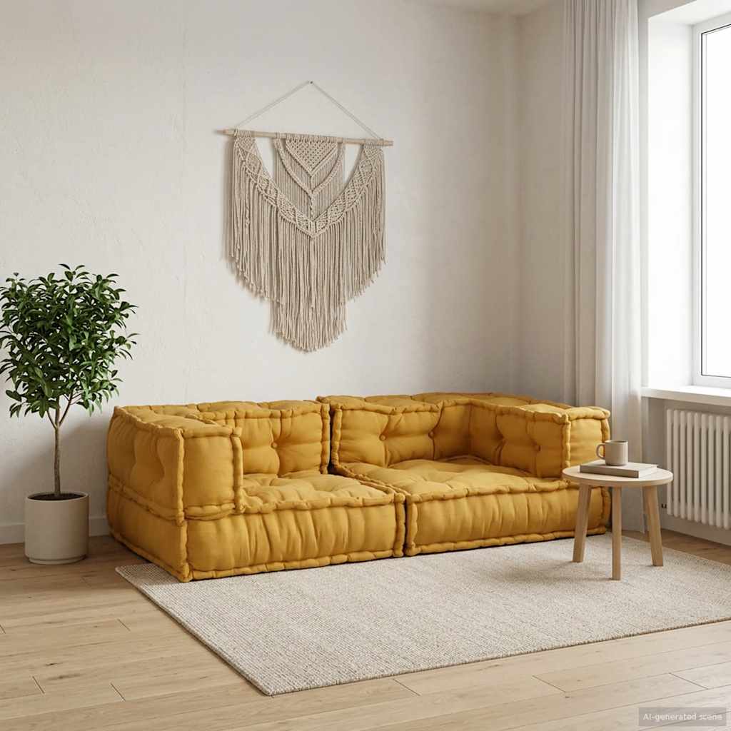 2-personers modulsofa stof 140x70x36 gul