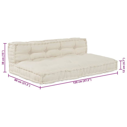 Palle Sofa Pude 2 pcs Cremefarvet 120 x 80 x 38 cm Stof
