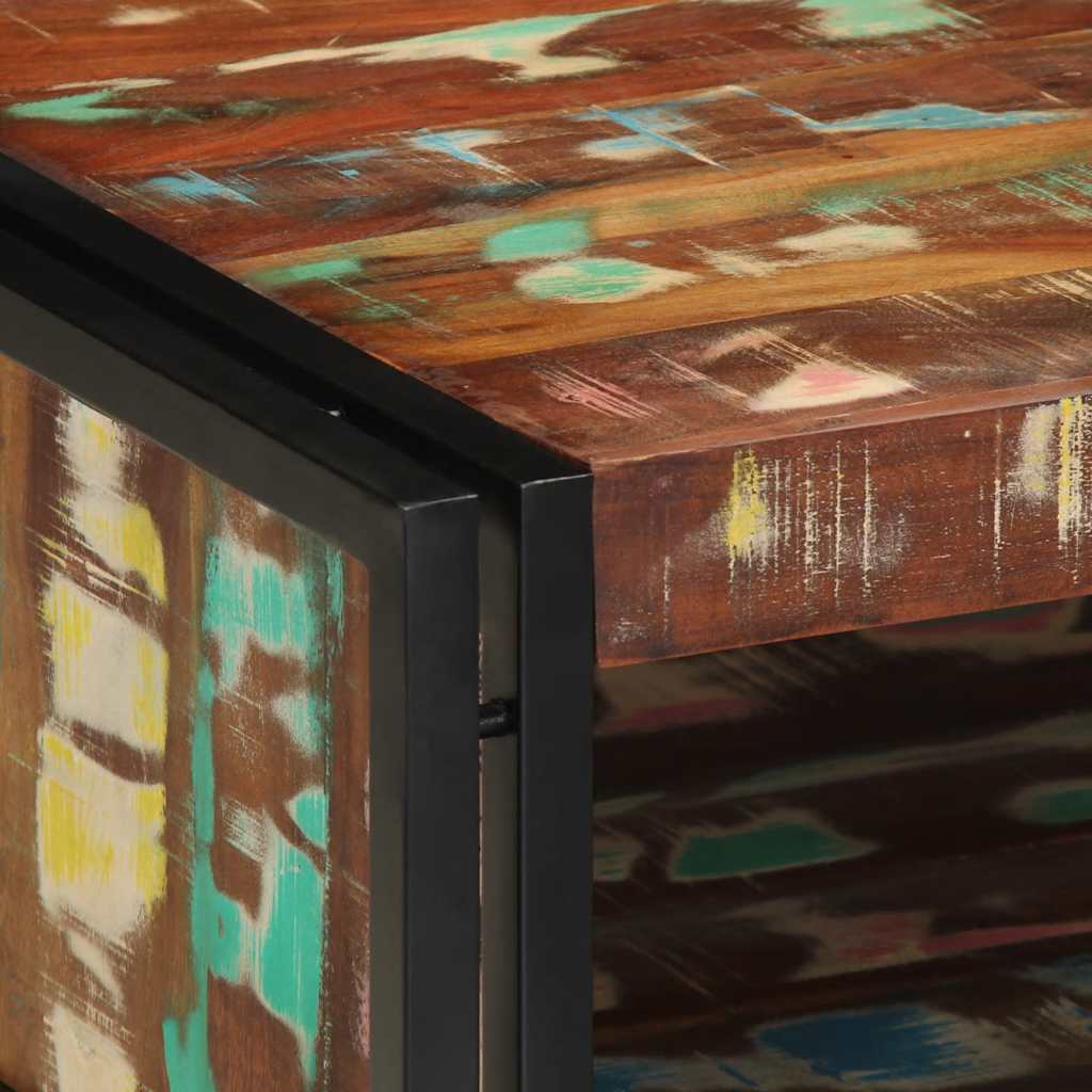 sofabord 70x50x38 cm massivt genbrugstræ flerfarvet