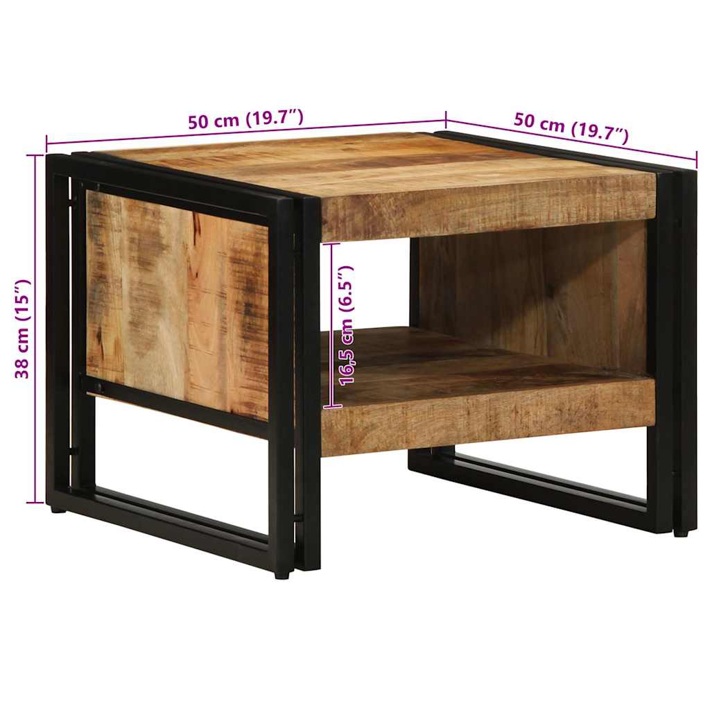 sofabord 50x50x38 cm massivt ru mangotræ