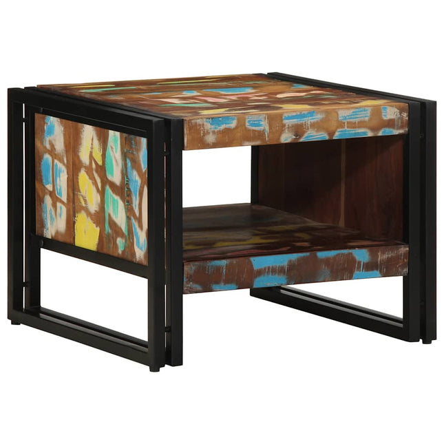 sofabord 50x50x38 cm massivt genbrugstræ flerfarvet