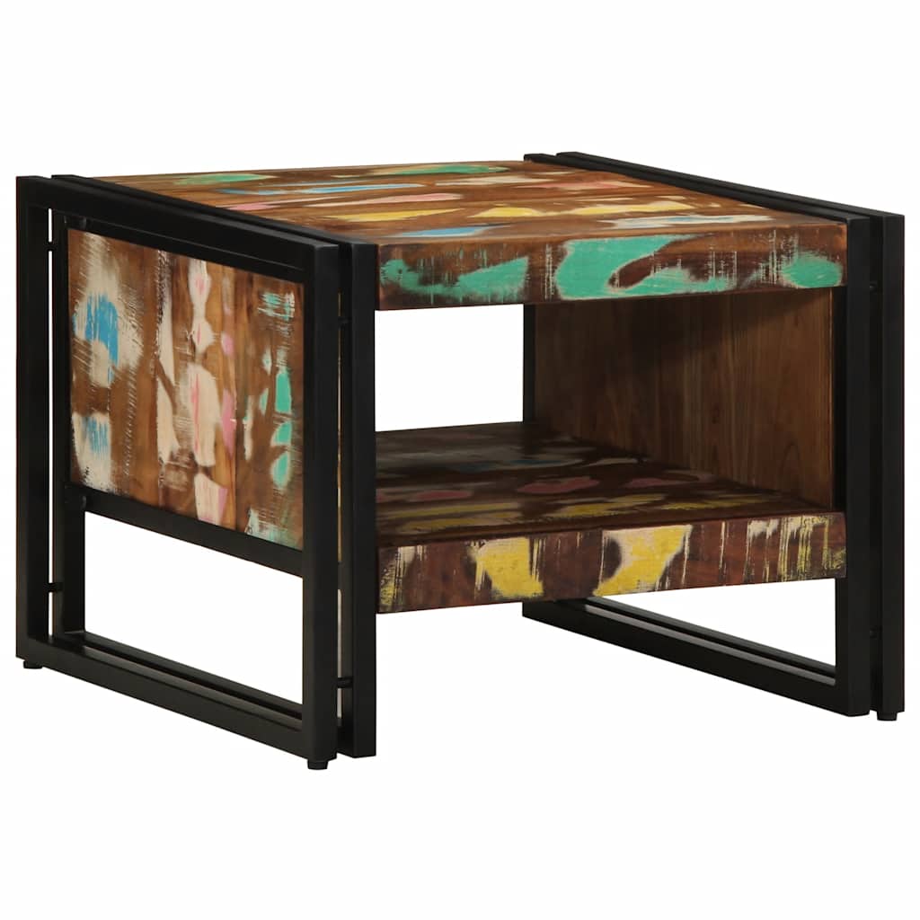 sofabord 50x50x38 cm massivt genbrugstræ flerfarvet