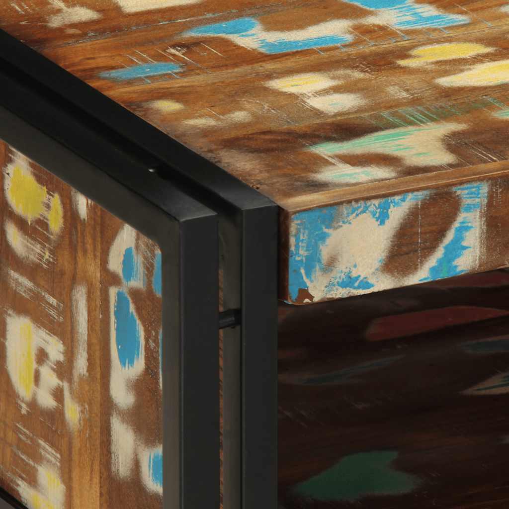 sofabord 50x50x38 cm massivt genbrugstræ flerfarvet