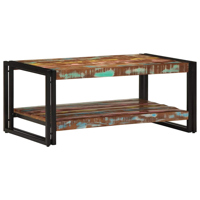 sofabord 90x50x38 cm massivt genbrugstræ flerfarvet