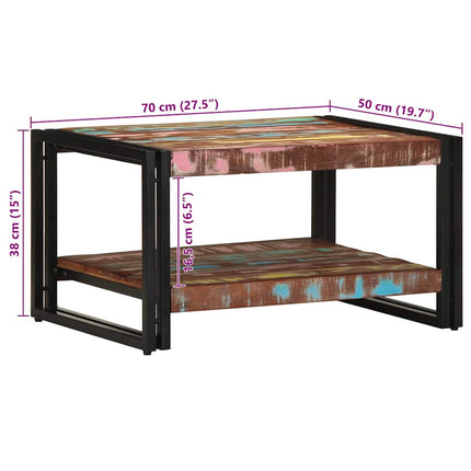 sofabord 70x50x38 cm massivt genbrugstræ flerfarvet